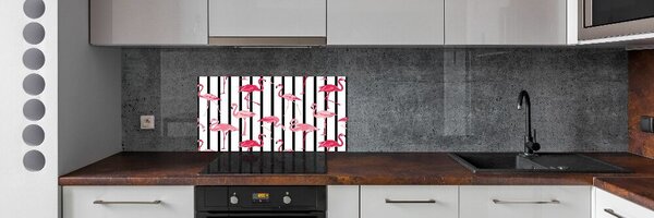 Konyhai fali panel Flamingók rudak