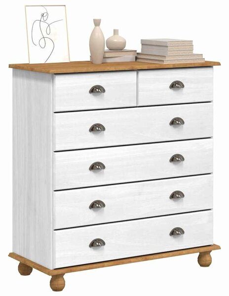 VidaXL Fiókos Szekrény ASKIM Fehér 91 x 40 x 95.5 cm Tömör fenyőfa