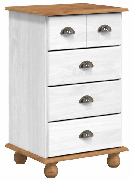 VidaXL Fiókos Szekrény ASKIM Fehér 45.8 x 40 x 79 cm Tömör fenyőfa