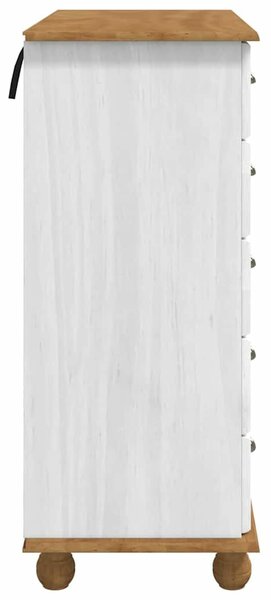 VidaXL Fiókos Szekrény ASKIM Fehér 91 x 40 x 95.5 cm Tömör fenyőfa