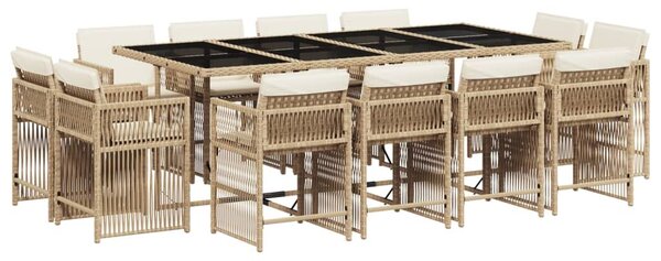 VidaXL 13 részes bézs polyrattan kerti étkezőgarnitúra párnákkal