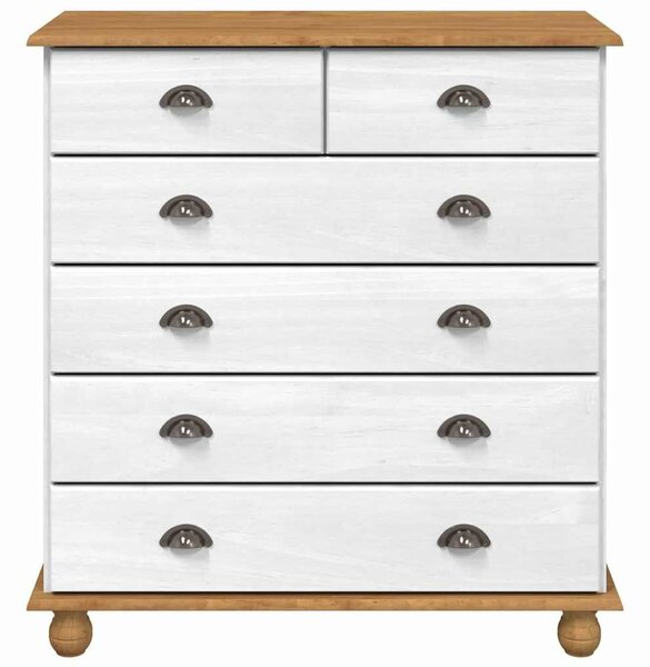 VidaXL Fiókos Szekrény ASKIM Fehér 91 x 40 x 95.5 cm Tömör fenyőfa