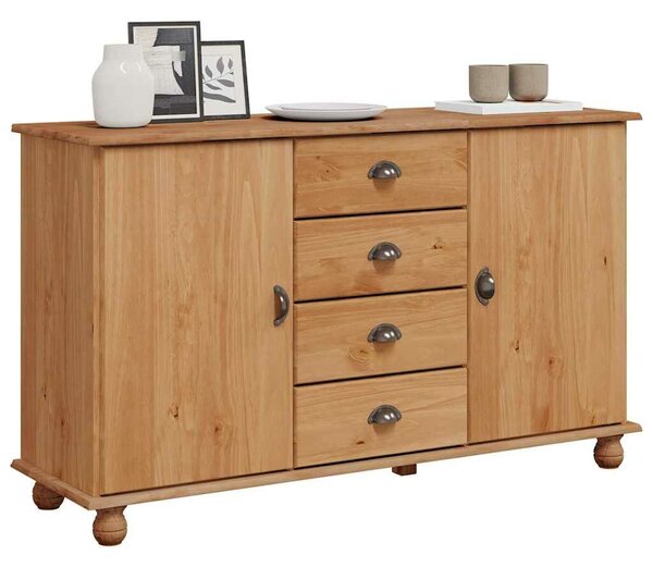 VidaXL Széf fiókkal ASKIM Barna 133.5 x 40 x 79 cm Tömör fenyőfa