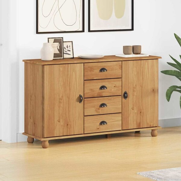 VidaXL Széf fiókkal ASKIM Barna 133.5 x 40 x 79 cm Tömör fenyőfa