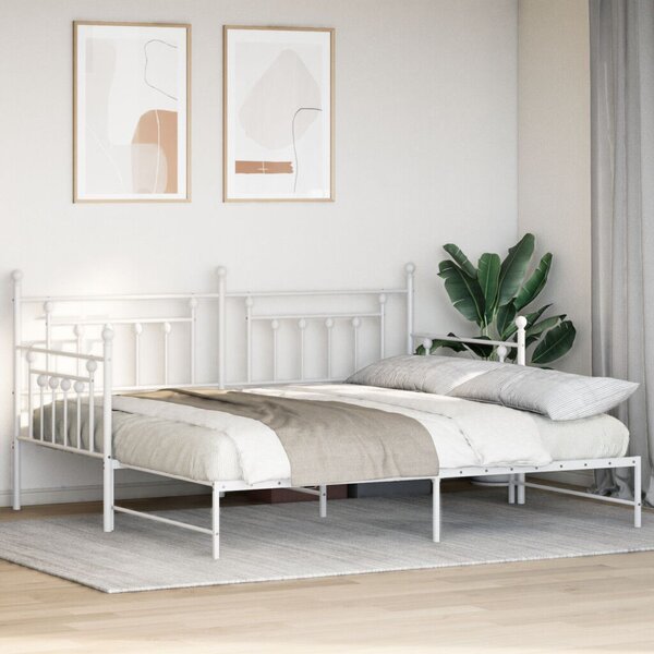 VidaXL Napágy Kerettel és Ágytartóval 90x190 cm, Acél, Fehér