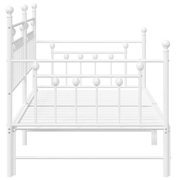 VidaXL Napágy Kerettel és Ágytartóval 90x190 cm, Acél, Fehér