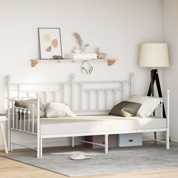 VidaXL Napágy Kerettel és Ágytartóval 90x190 cm, Acél, Fehér