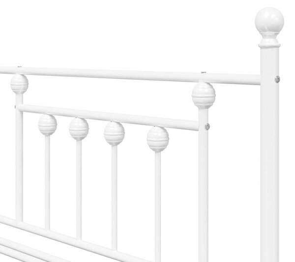 VidaXL Napágy Kerettel és Ágytartóval 90x190 cm, Acél, Fehér
