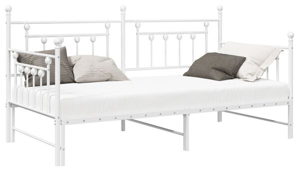 VidaXL Napágy Kerettel és Ágytartóval 90x190 cm, Acél, Fehér