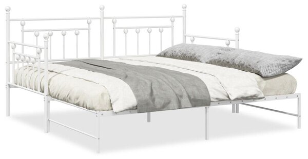 VidaXL Napágy Kerettel és Ágytartóval 90x190 cm, Acél, Fehér