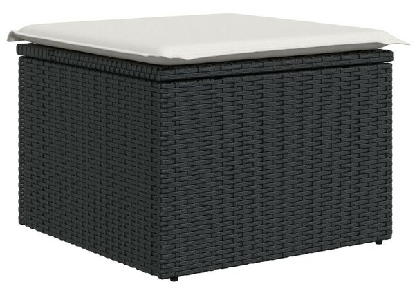 8 Darabos Kert Sofa Szett Párnákkal Barna Poli Rattan, 2-Személyes Kert Sofa Tárolóval és Párnákkal Fekete Poli Rattan