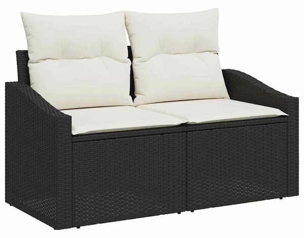 Kert Kanapé Szett 5 Darab Bézs Rattan, Poliészter