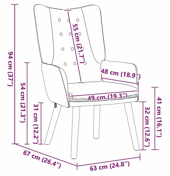 VidaXL karosszék Kék 63 x 67 x 94 cm Bársony