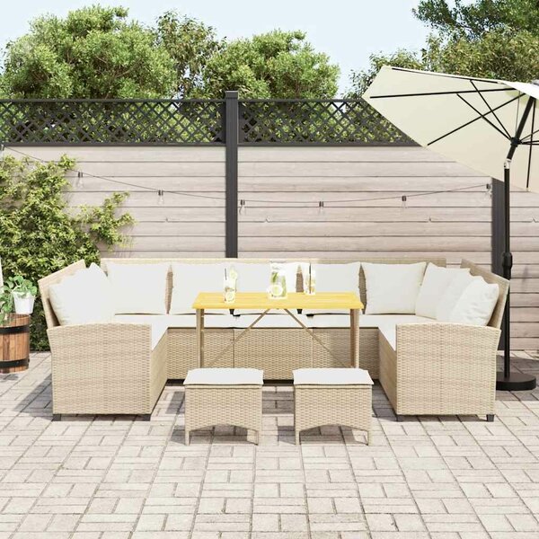 VidaXL 4 részes bézs polyrattan kerti ülőgarnitúra párnákkal