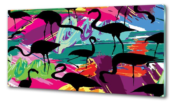 Konyhai fali panel Flamingók