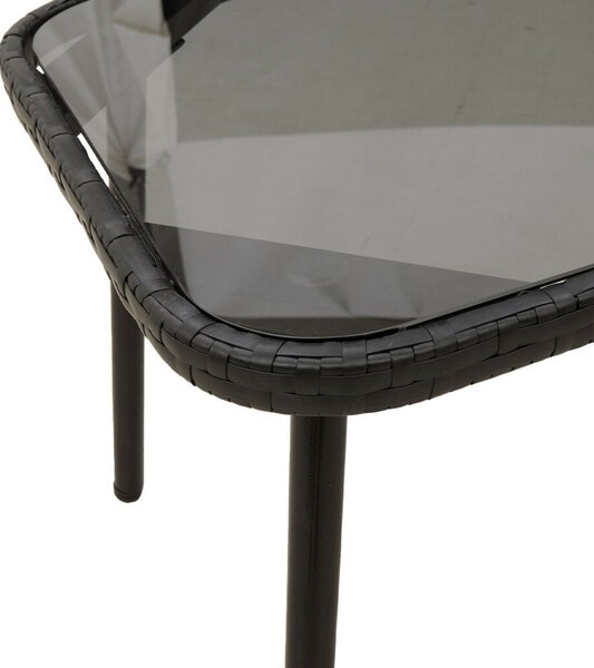 VidaXL Kert étkező szett 2 pcs Fekete polirattan