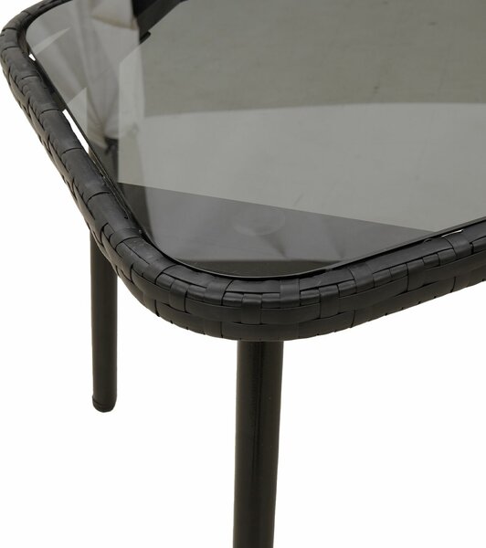 VidaXL Kert étkező szett 2 pcs Fekete polirattan