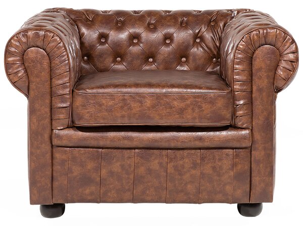 Fotel CHESTERFIELD Műbőr Aranybarna