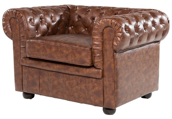 Fotel CHESTERFIELD Műbőr Aranybarna