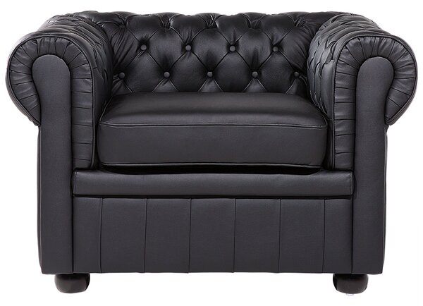 Fotel CHESTERFIELD Bőr Fekete