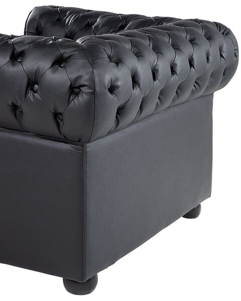 Fotel CHESTERFIELD Bőr Fekete