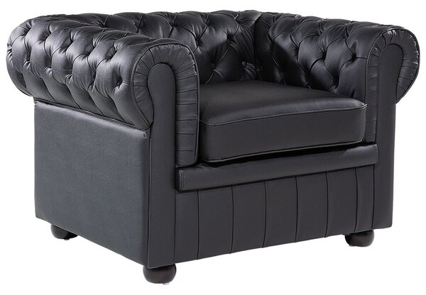 Fotel CHESTERFIELD Bőr Fekete