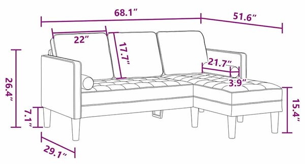 VidaXL Kanapé Szett Fekete 173 x 131 x 67 cm Bársony