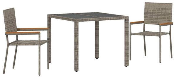 VidaXL Kert étkező szett 3 pcs Szürke és Barna 90 x 90 x 75 cm
