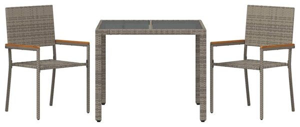 VidaXL Kert étkező szett 3 pcs Szürke és Barna 90 x 90 x 75 cm