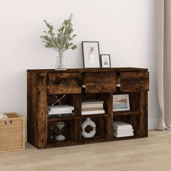 VidaXL füstös tölgyszínű szerelt fa tálalószekrény 100x30x59,5 cm