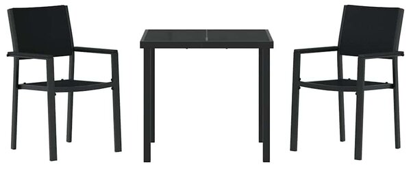 VidaXL Kert étkező szett 3 pcs Fekete Poli rattan