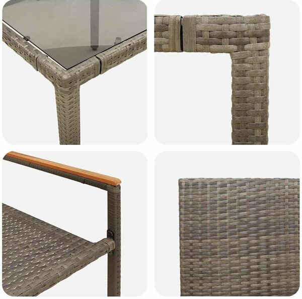 VidaXL Kert étkező szett 3 pcs Szürke és Barna 90 x 90 x 75 cm