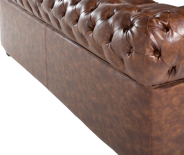 Kanapé 3 személyes CHESTERFIELD Műbőr Aranybarna