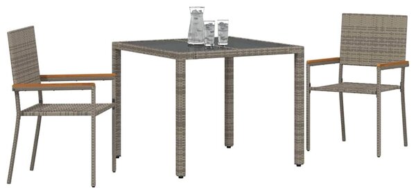 VidaXL Kert étkező szett 3 pcs Szürke és Barna 90 x 90 x 75 cm