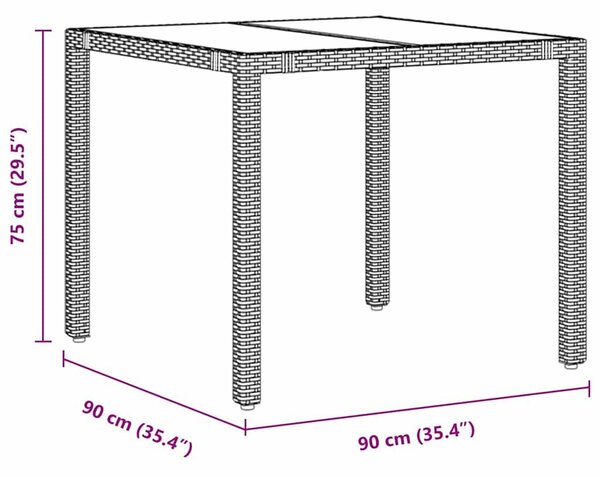VidaXL Kert étkező szett 3 pcs Szürke és Barna 90 x 90 x 75 cm