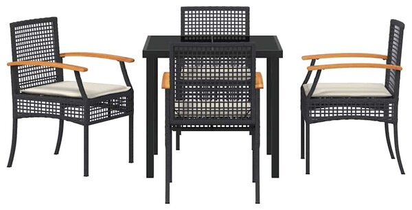 VidaXL Kert étkező szett 5 pcs Fekete polirattan