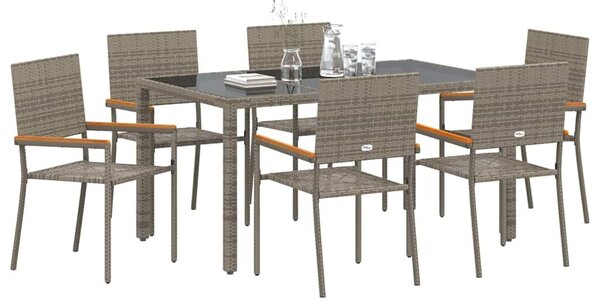 VidaXL Kert étkező szett 7 pcs Szürke 150 x 90 x 75 cm polirattan