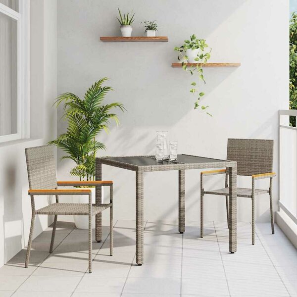VidaXL Kert étkező szett 3 pcs Szürke és Barna 90 x 90 x 75 cm