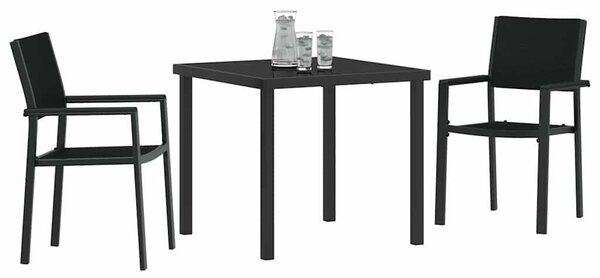 VidaXL Kert étkező szett 3 pcs Fekete Poli rattan