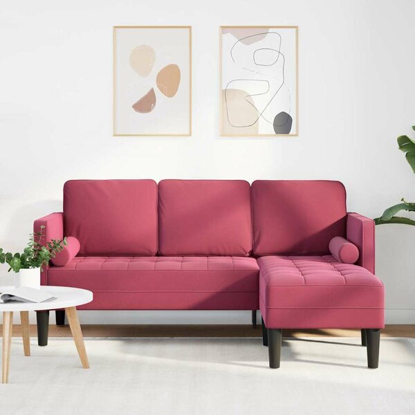 VidaXL Kanapé Szett bordó 173 x 131 x 67 cm Bársony