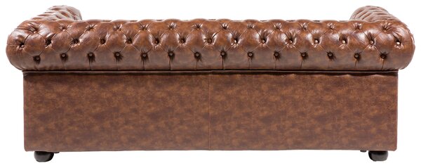 Kanapé 3 személyes CHESTERFIELD Műbőr Aranybarna