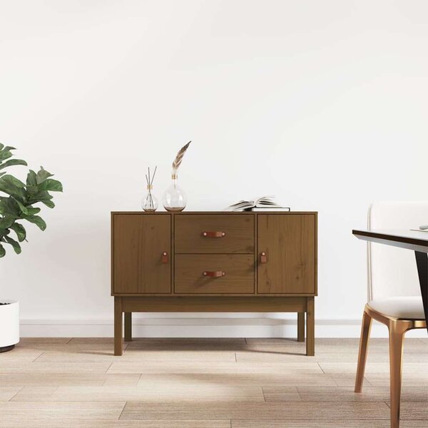 VidaXL mézbarna tömör fenyőfa tálalószekrény 110 x 40 x 78 cm