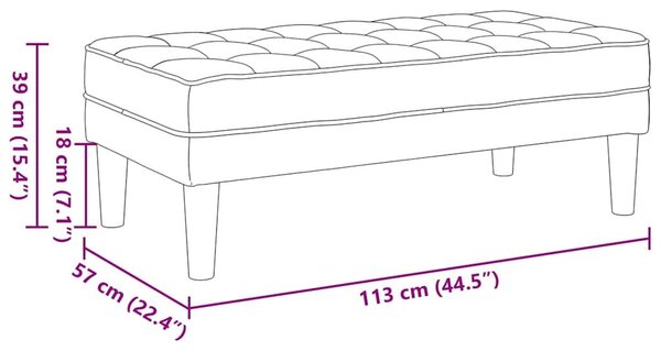 VidaXL Pad Krém 113 x 57 x 39 cm Bársony