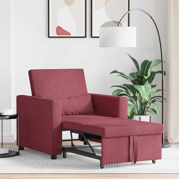 VidaXL Egyszemélyes kanapéágy bordó 90 x 165 x 87 cm szövet