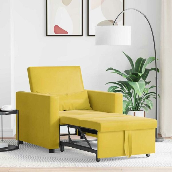 VidaXL Egyszemélyes kanapéágy Sárga 90 x 165 x 87 cm Bársony