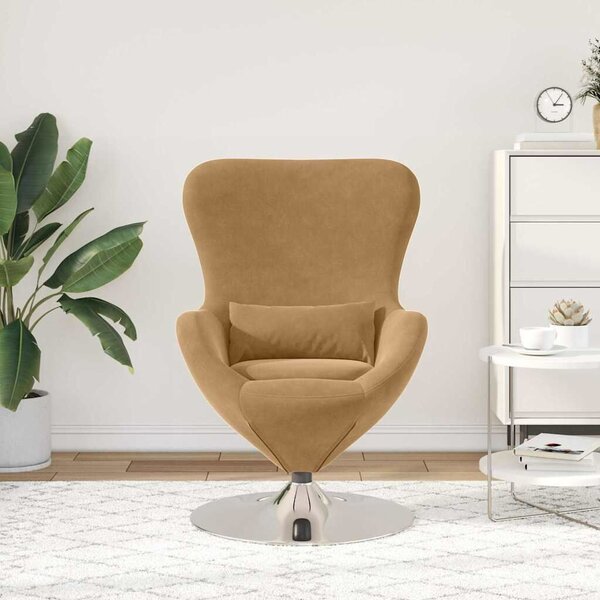 VidaXL Tojásfotel Világosbarna 63 x 73 x 90 cm Bársony