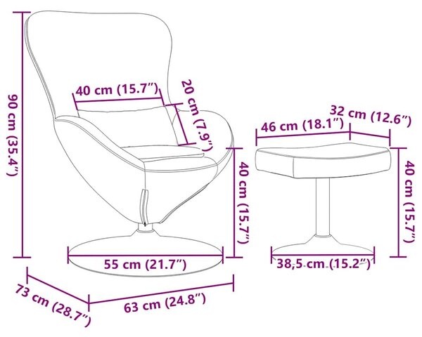 VidaXL Tojásfotel 2 pcs Kék 63 x 73 x 90 cm Bársony