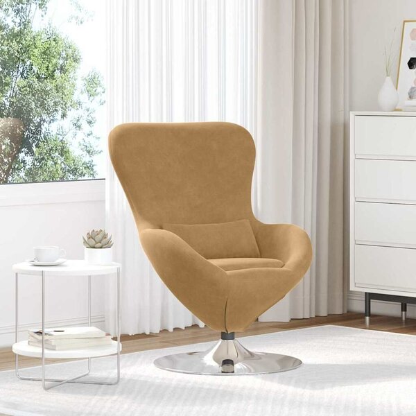 VidaXL Tojásfotel Világosbarna 63 x 73 x 90 cm Bársony