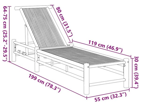 VidaXL bambusz napozóágy 55x199x30 cm