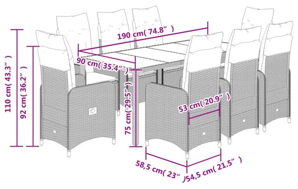 VidaXL Polyrattan Kerti Bútor - 8 Személyes Bisztró